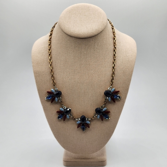 J. Crew Statement Necklace Red, Navy, Light Blue - Picture 11 of 13